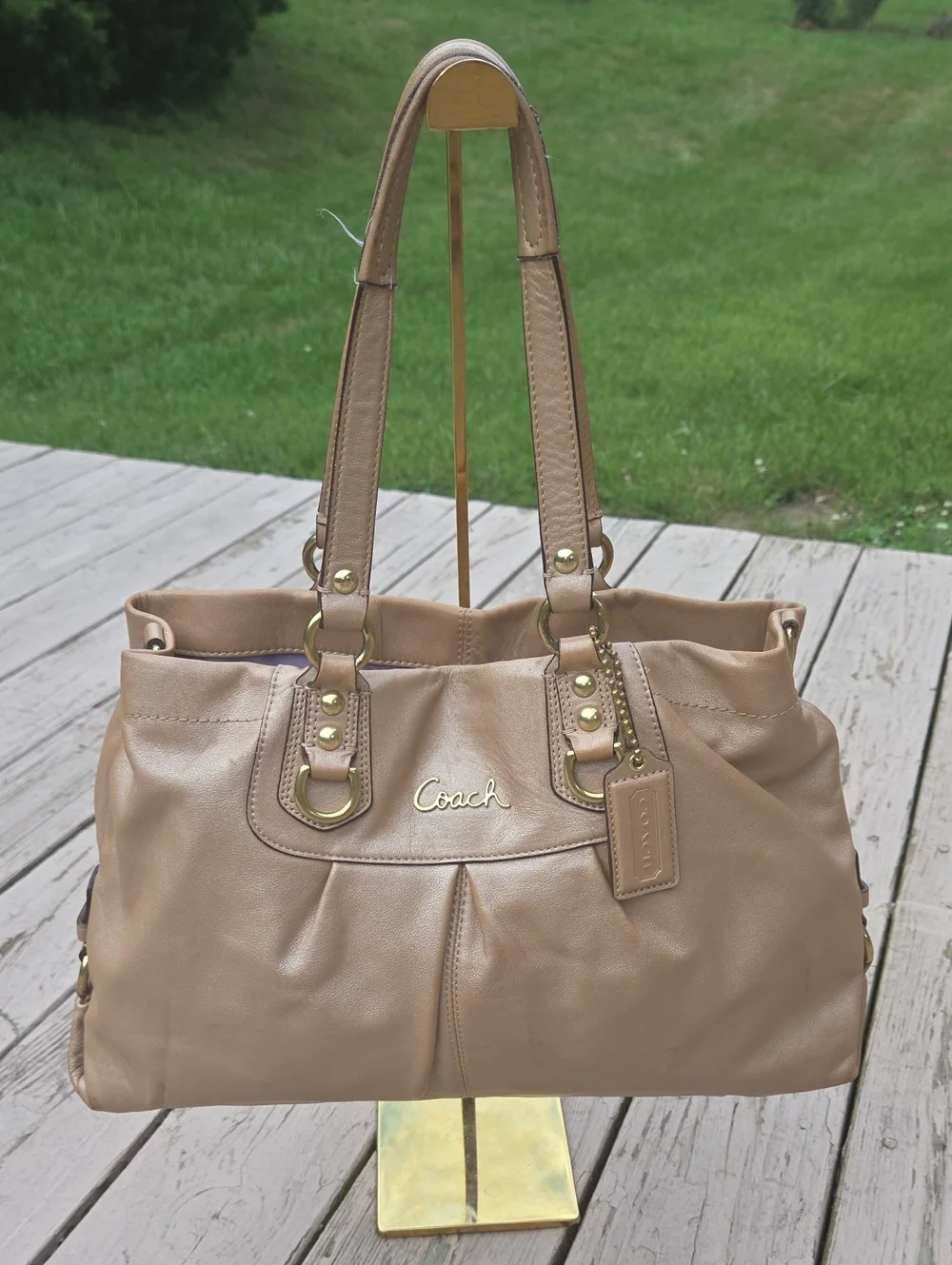 Coach Ashley F15513 2010 Carryall Metallic Leather Satchel $398 Retail GUC